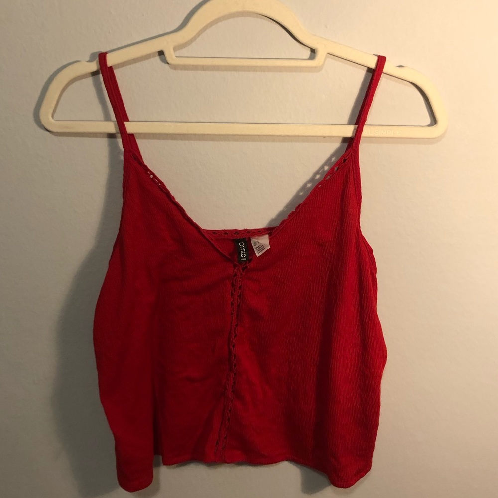 Red cropped tank top
